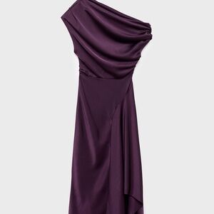 MANGO - Asymmetrical satin dress purple - 4 - Woman